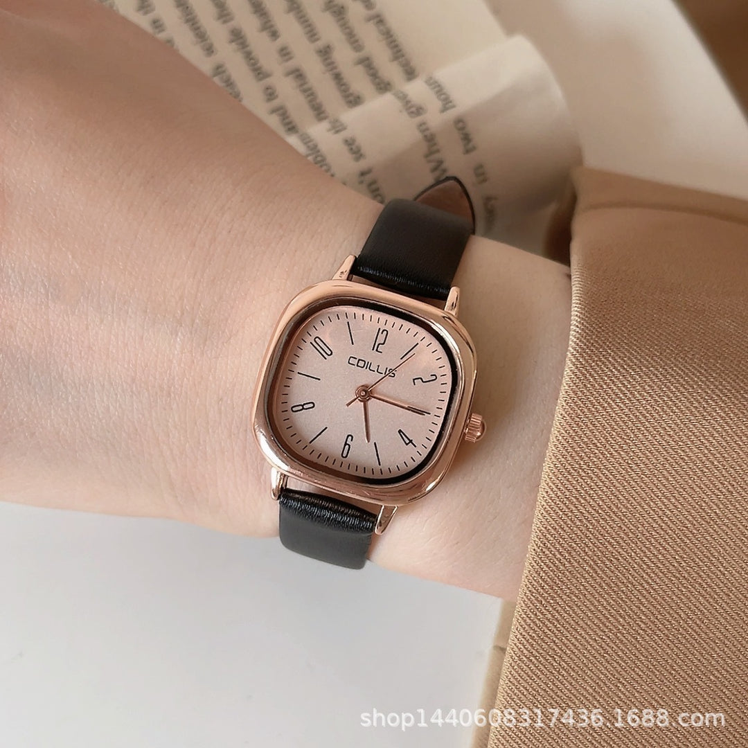Retro British-Style Leather-Strap Watch for Students