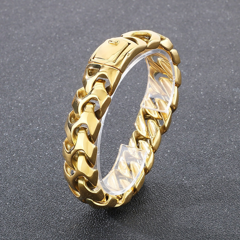 Bold punk dragon bone square snap buckle bracelet
