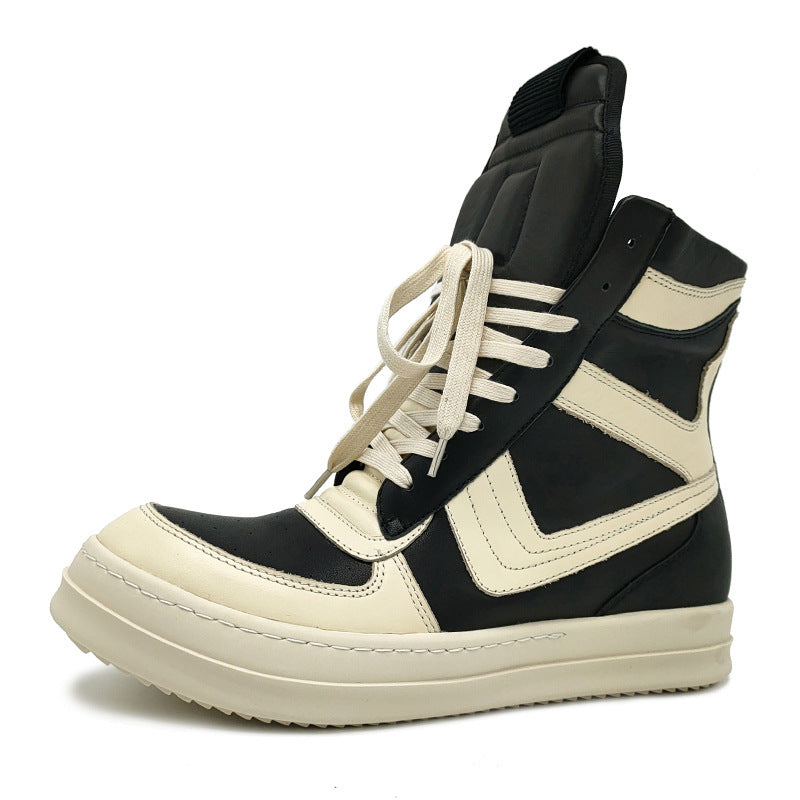 Thick-Sole, Height-Increasing, High-Top Genuine Leather Sports Boots