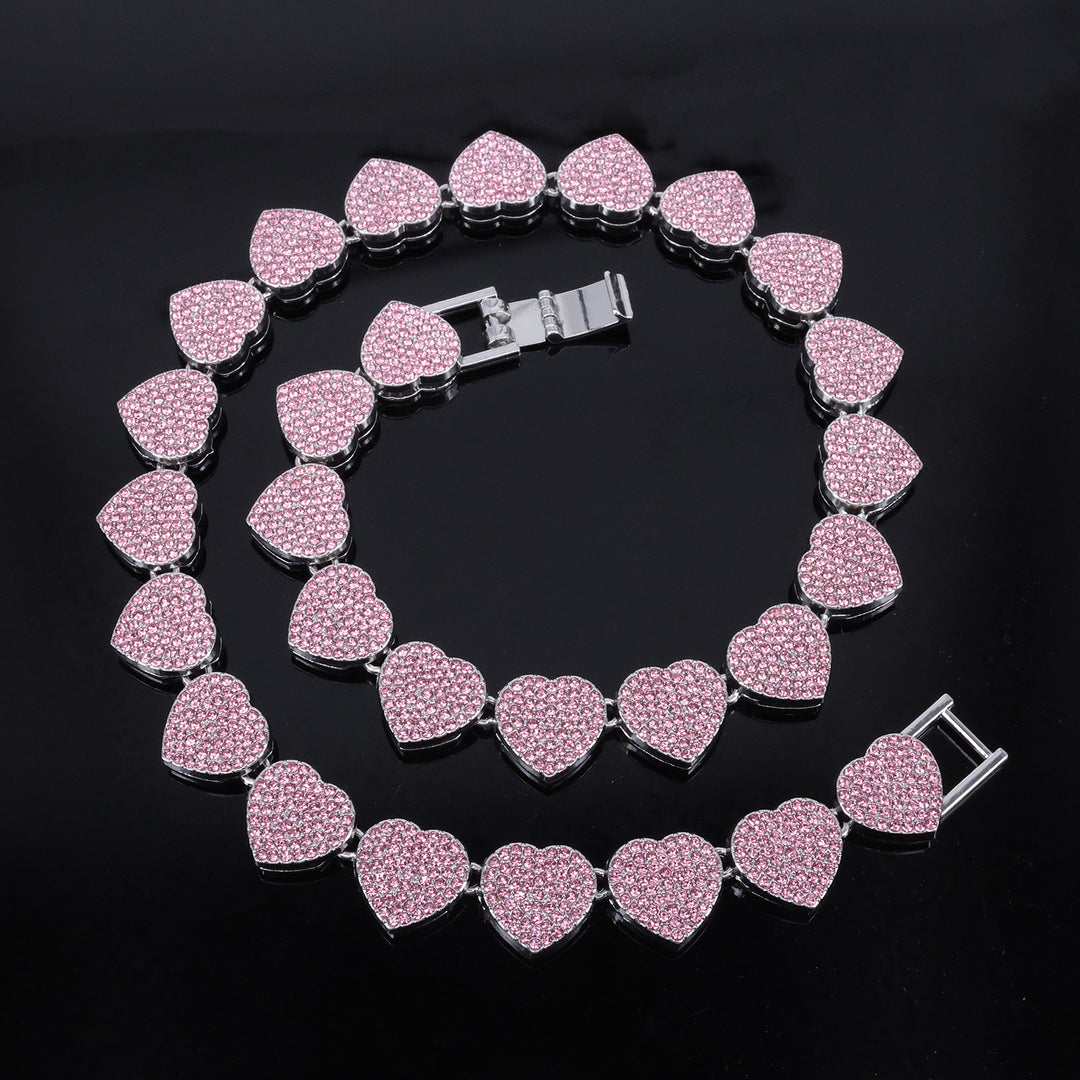 Full-Diamond Heart Alloy Necklace