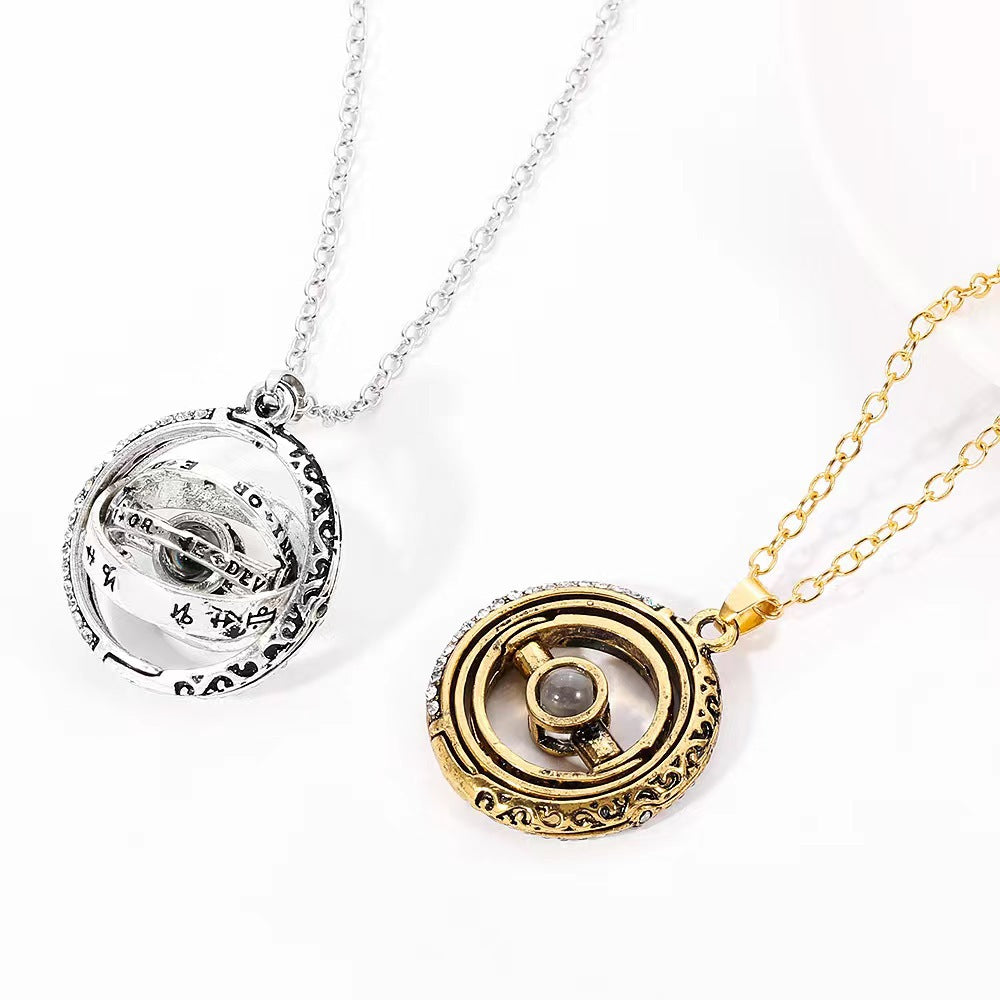 Astronomical ball projection necklace rotatable pendant