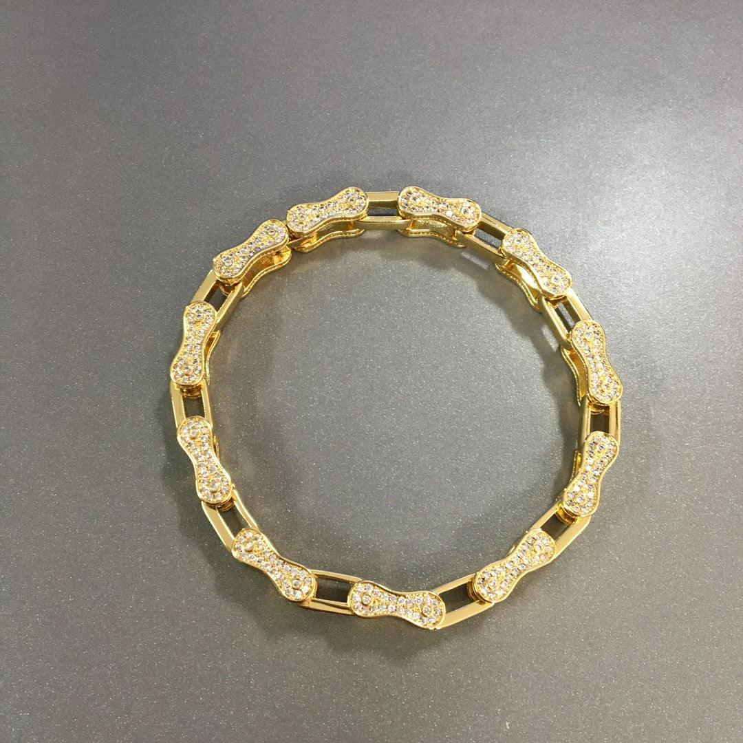 Hip Hop Rhinestone 5mm Bicycle Chain Necklace