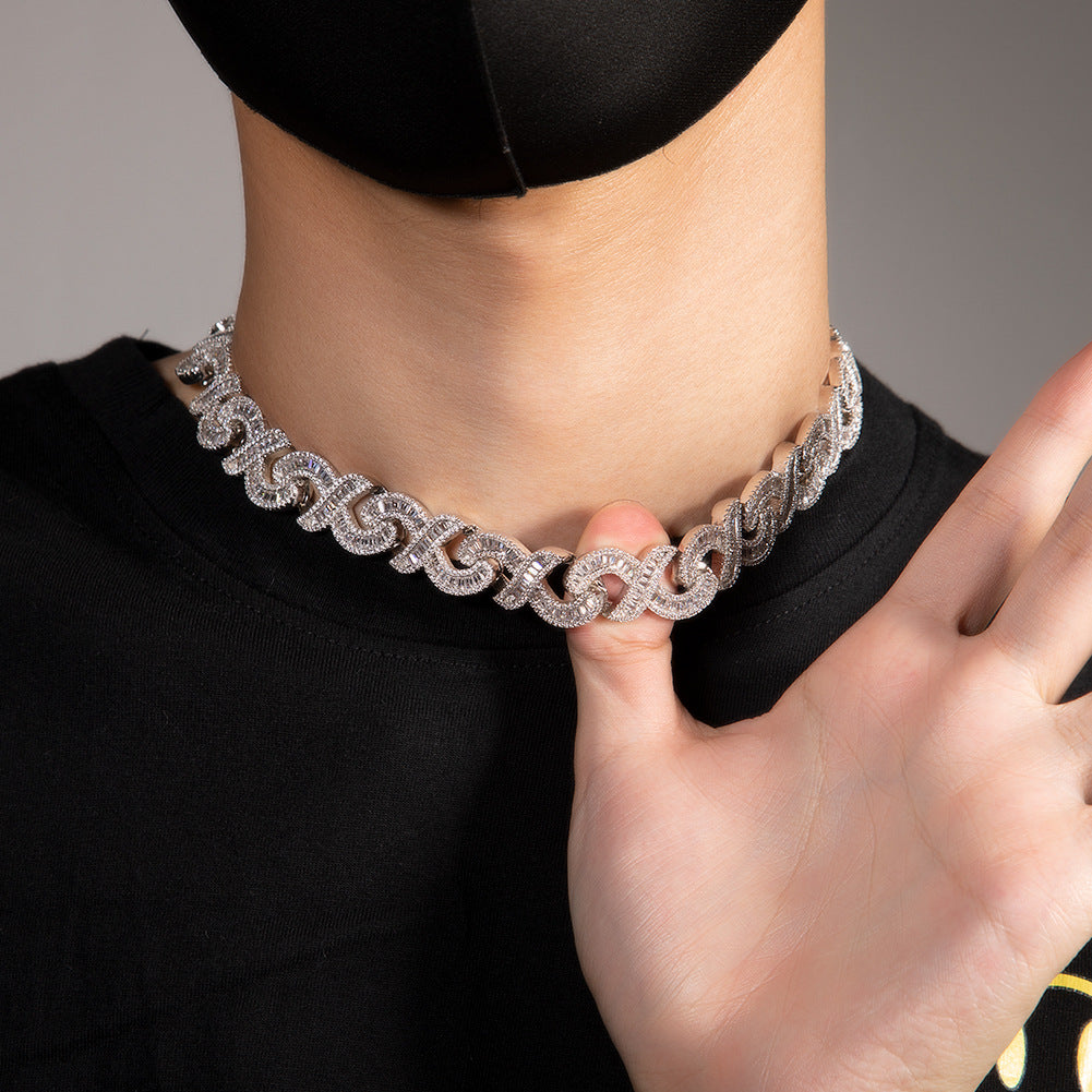 Geometric "T" & Infinity 15mm Diamond-Encrusted Cuban Chain