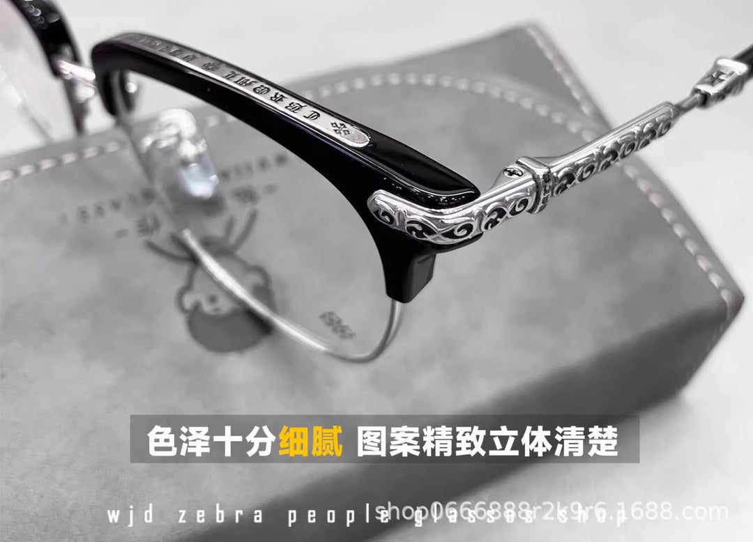 Chrome Hearts Large Frame Titanium Frame Semi-Rim Eyeglasses