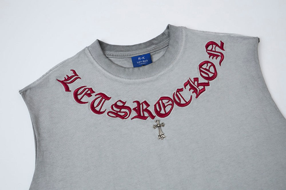 Chrome Hearts gothic letter embroidery and cross vest