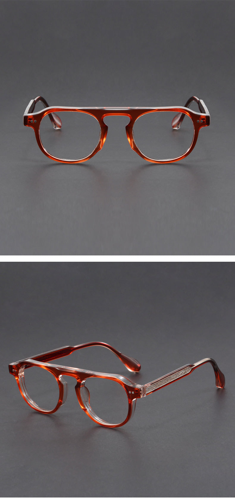 Hand-Carved Retro Aviator Eyeglass Frames