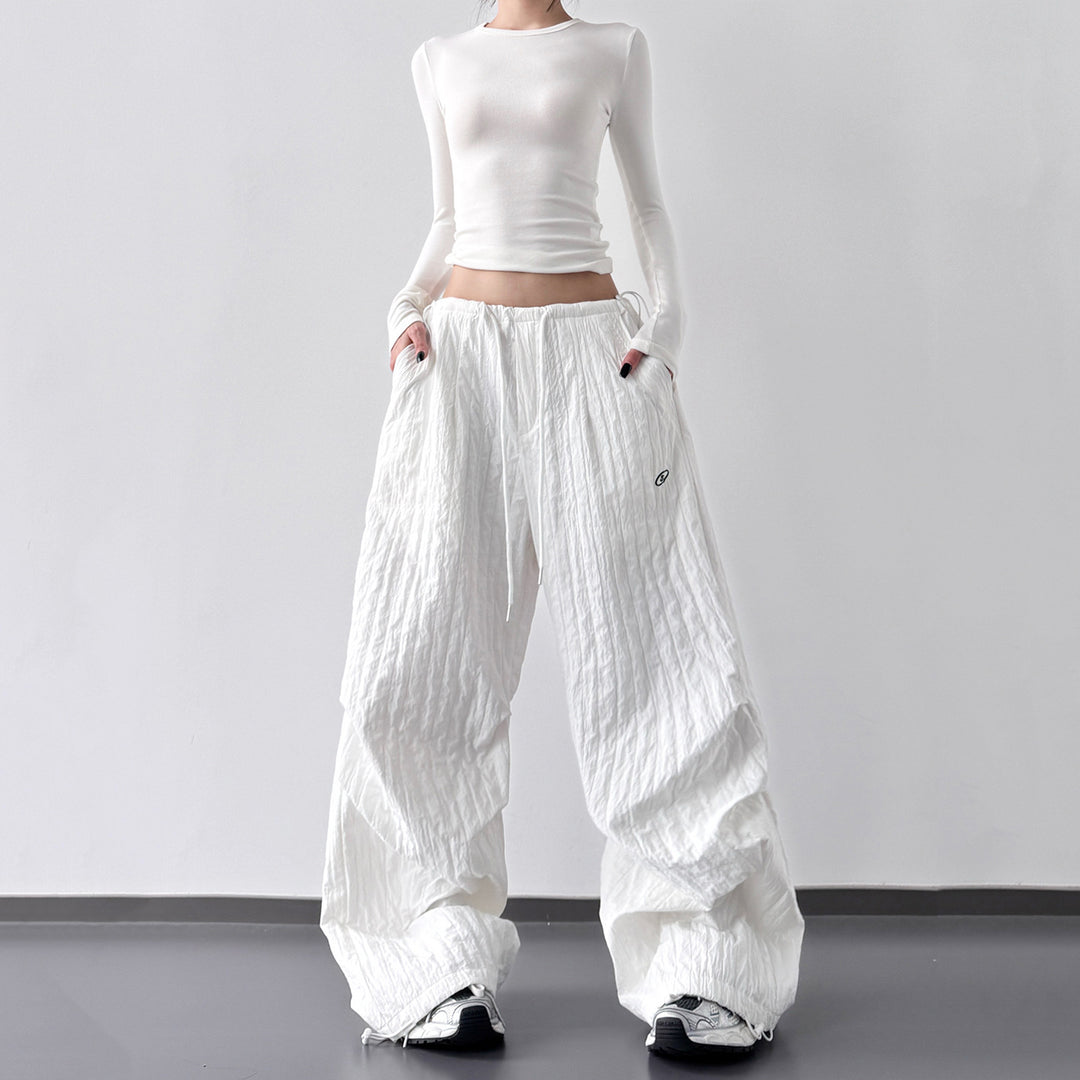 "Hot Girl" Style Quick-Drying, Textured, High-Waisted Cargo Pants