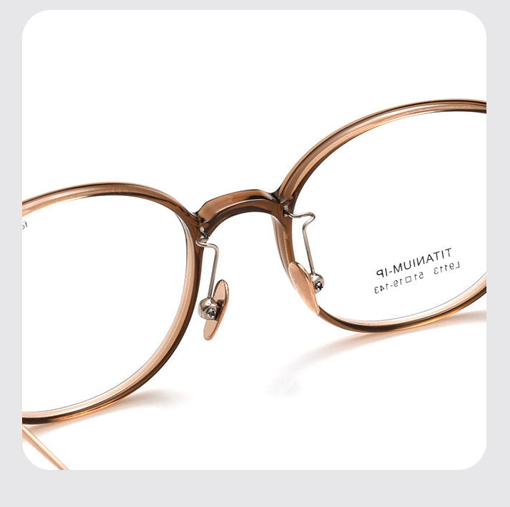 Oval ultra-light pure titanium face-slimming glasses
