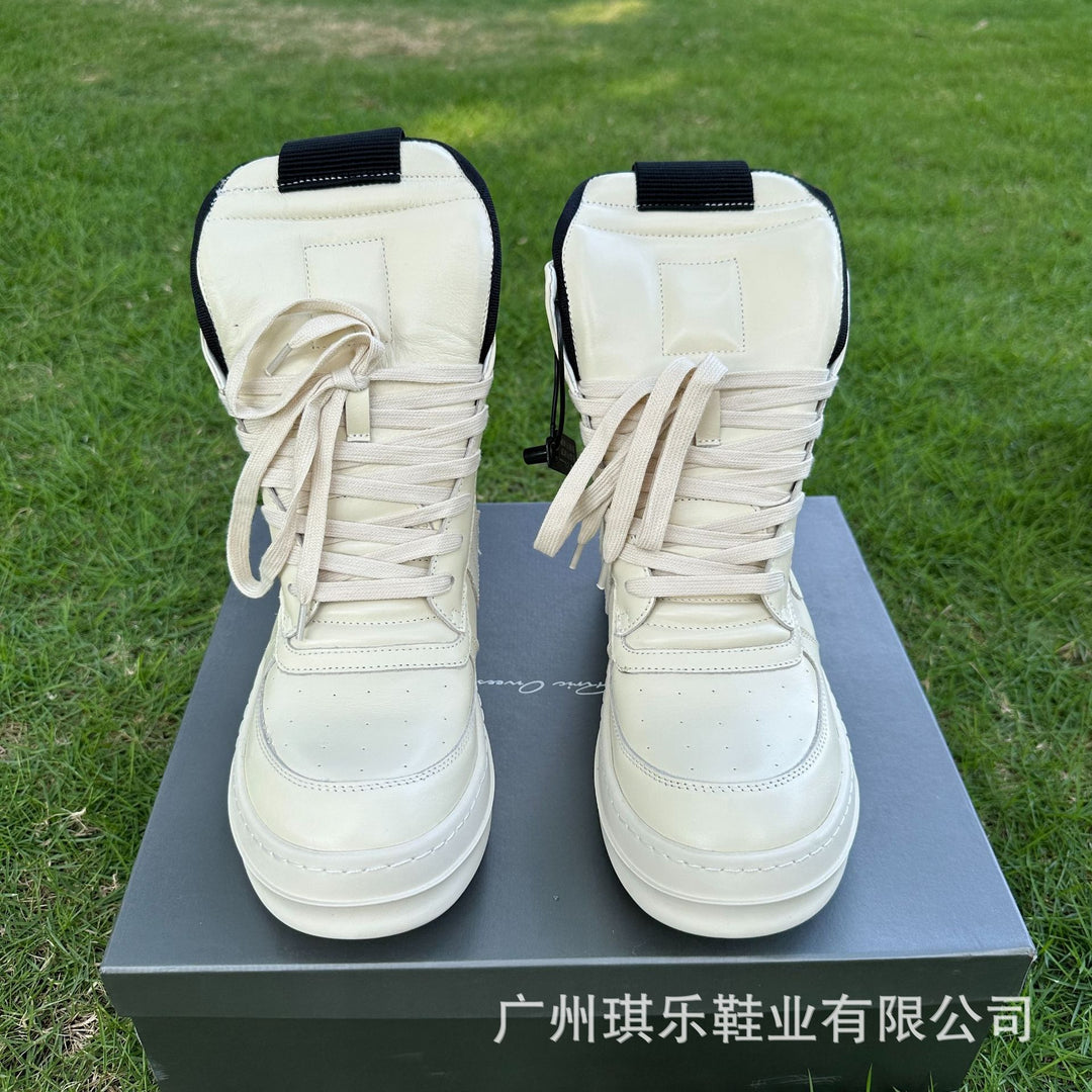 Thick-Sole, Height-Increasing, High-Top Genuine Leather Sports Boots