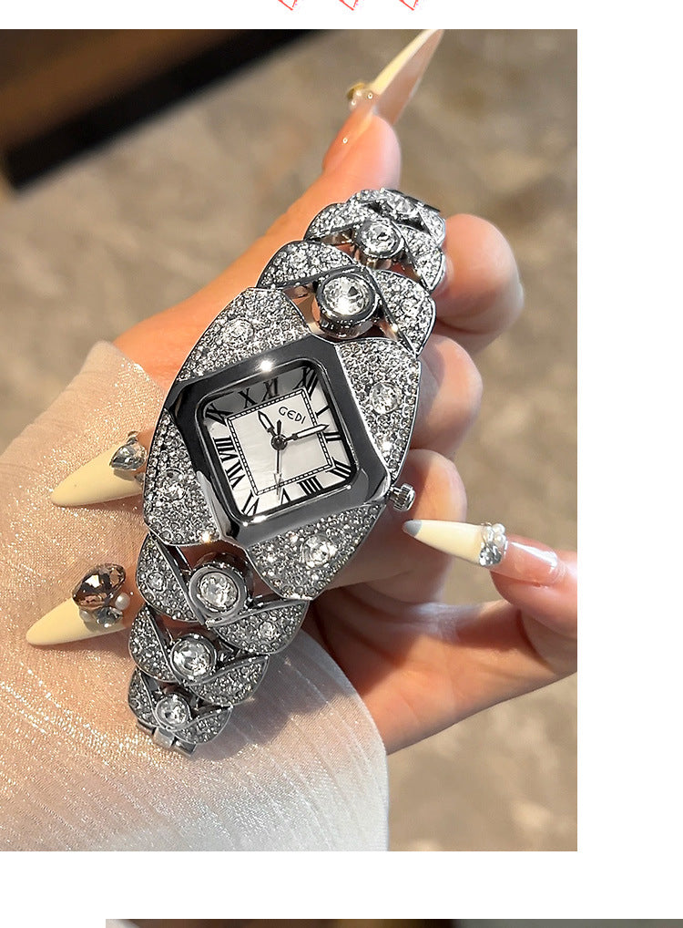 Luxury Full Diamond High-End Bangle Watch for Women