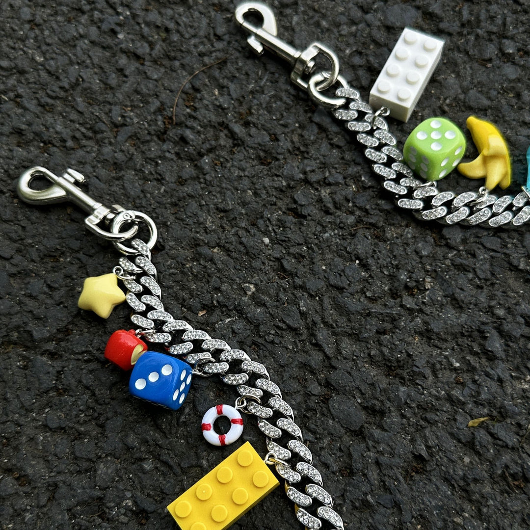 Dopamine Fully Rhinestone Pants Chain Pendant Bag Chain