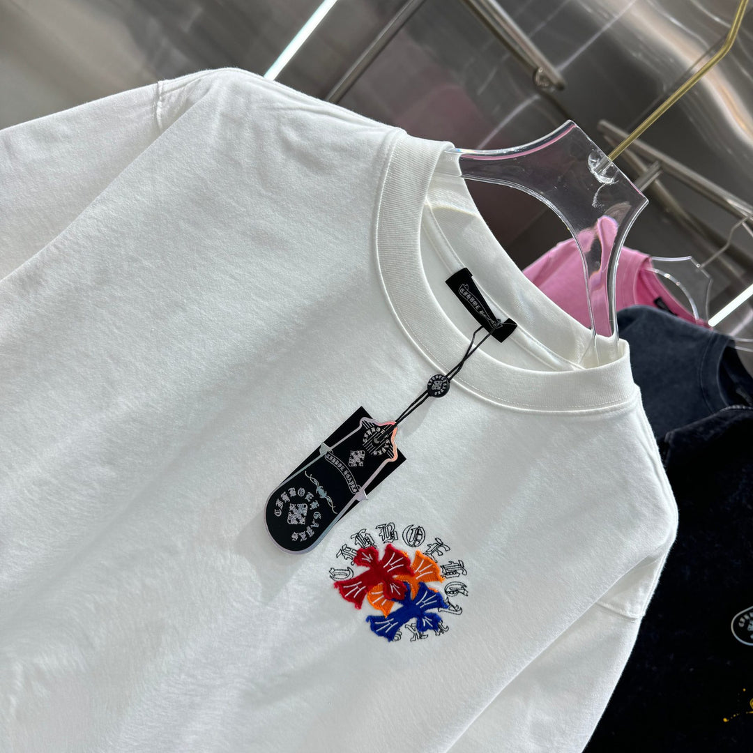 Chrome Hearts Washed Appliqué Embroidered Short-sleeved T-shirt