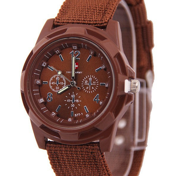 Stylish Military-Style Watch with Nylon/Fabric Strap