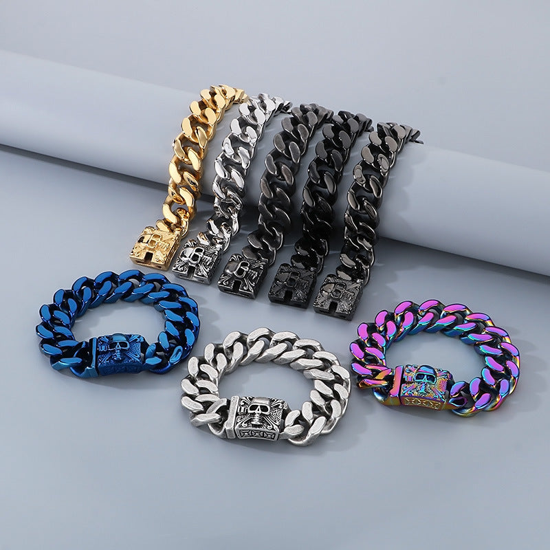 Skull Cuban chain titanium steel bracelet