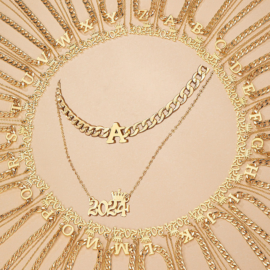 2024 number and letter two necklace set