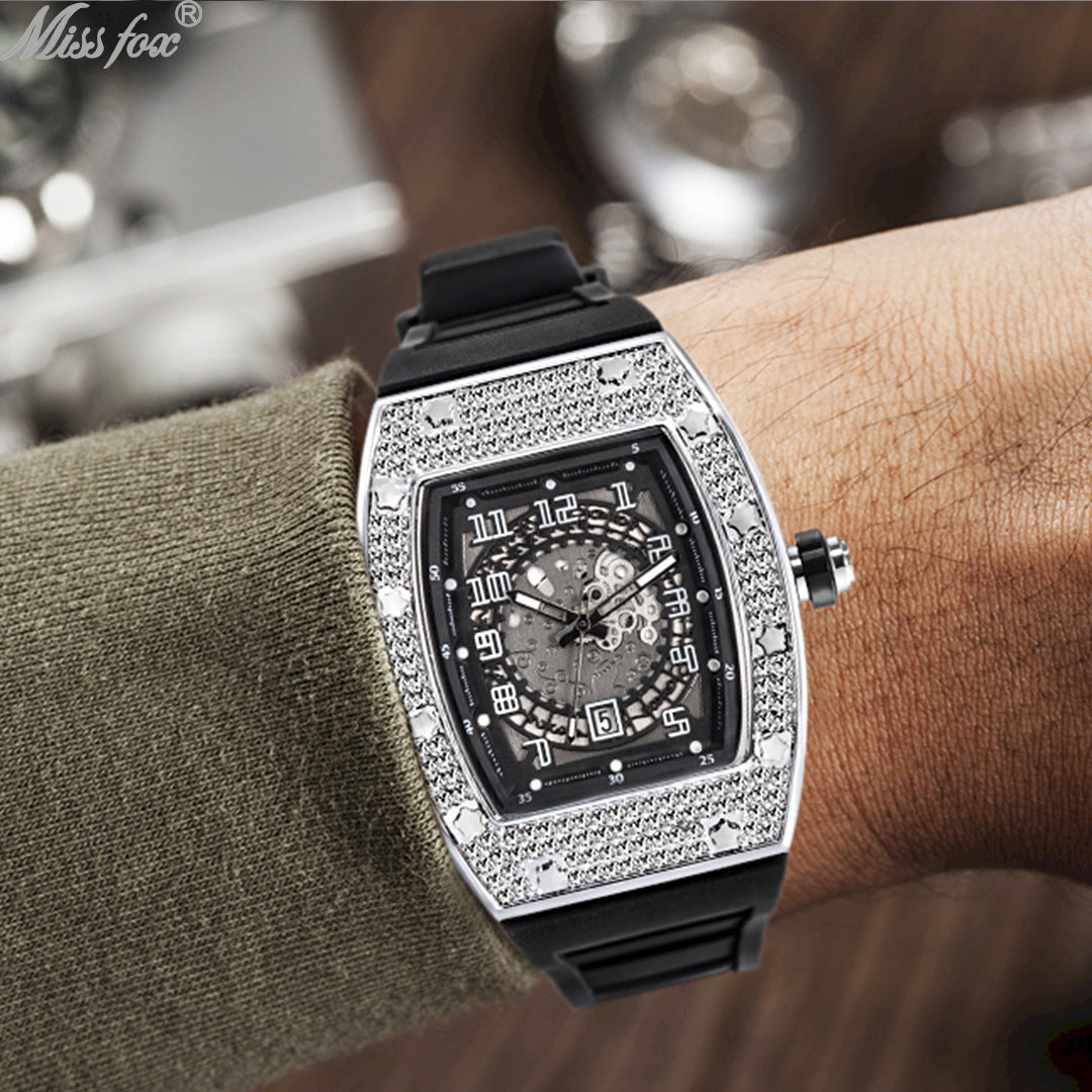 Tonneau-Shaped Quartz Watches with Silicone Straps