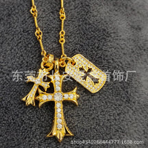 Chrome Hearts Diamond Double Cross Necklace