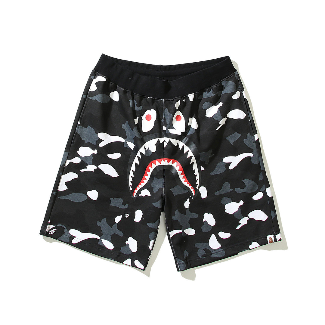 BAPE camouflage letter shark shorts five-point casual pants