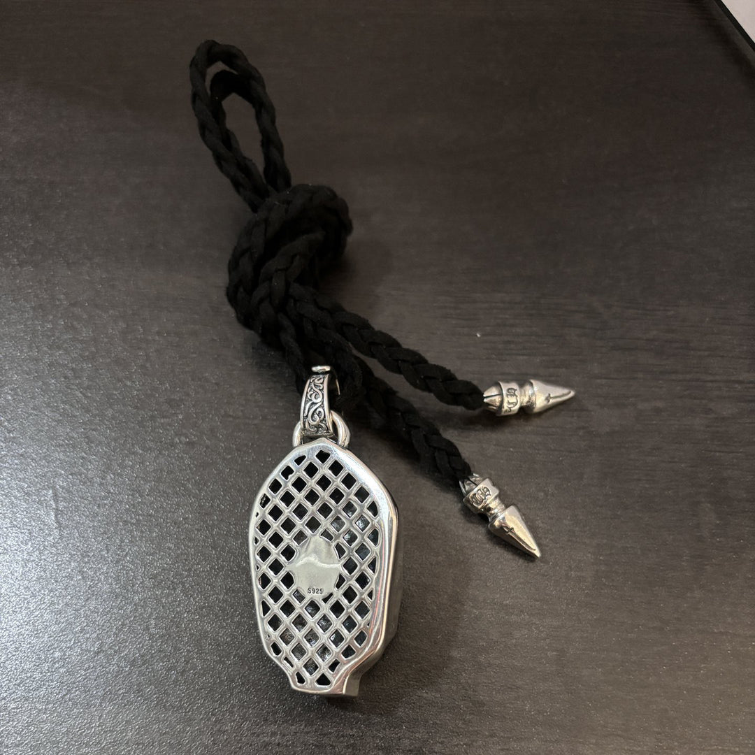 Hooded Skull Leather Cord Necklace