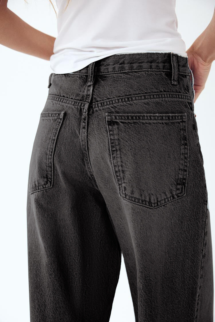 Y2K irregular design straight leg denim jeans for women