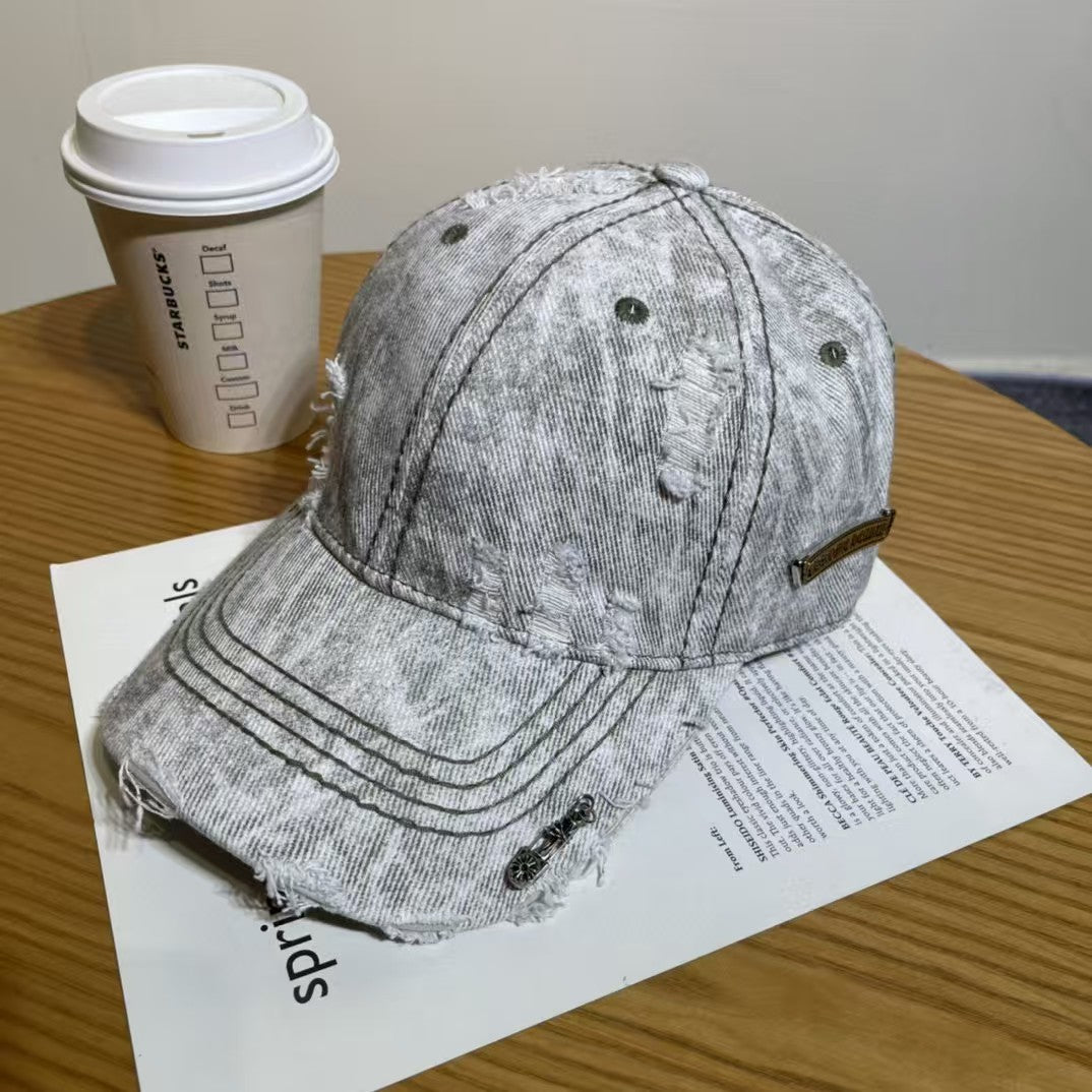 Chrome Hearts Ripped Denim Baseball Cap
