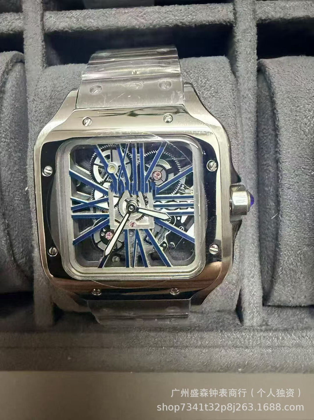 Square Roman series skeletonized quartz watches