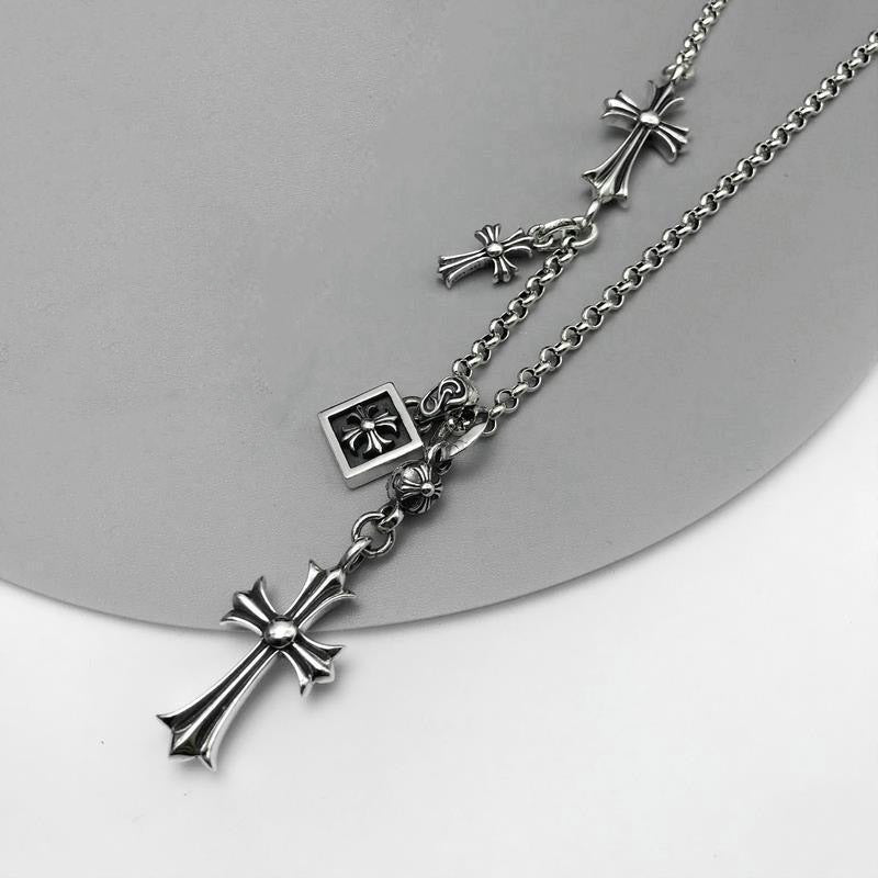 Cross multi-pendant necklace long necklace sweater chain