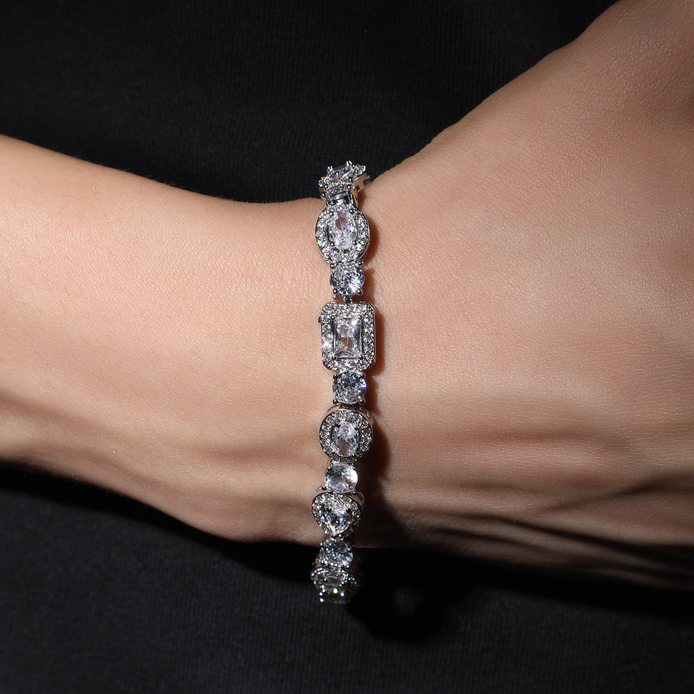 Geometric Zirconia White Diamond Bracelet