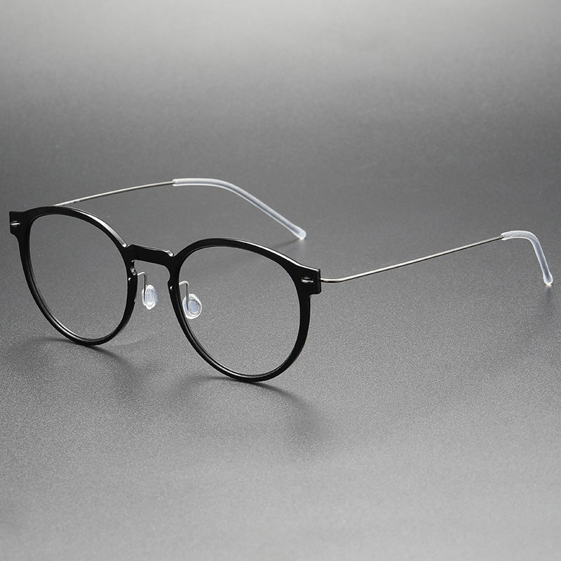 Screwless nylon frame, titanium temples oval eyeglasses