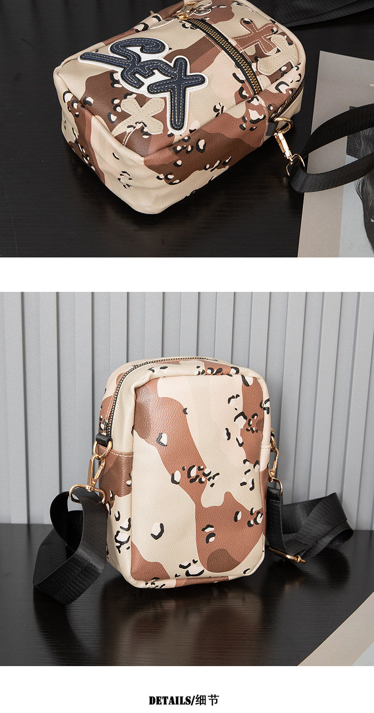 Chrome Hearts camouflage cross sports PU leather shoulder bag