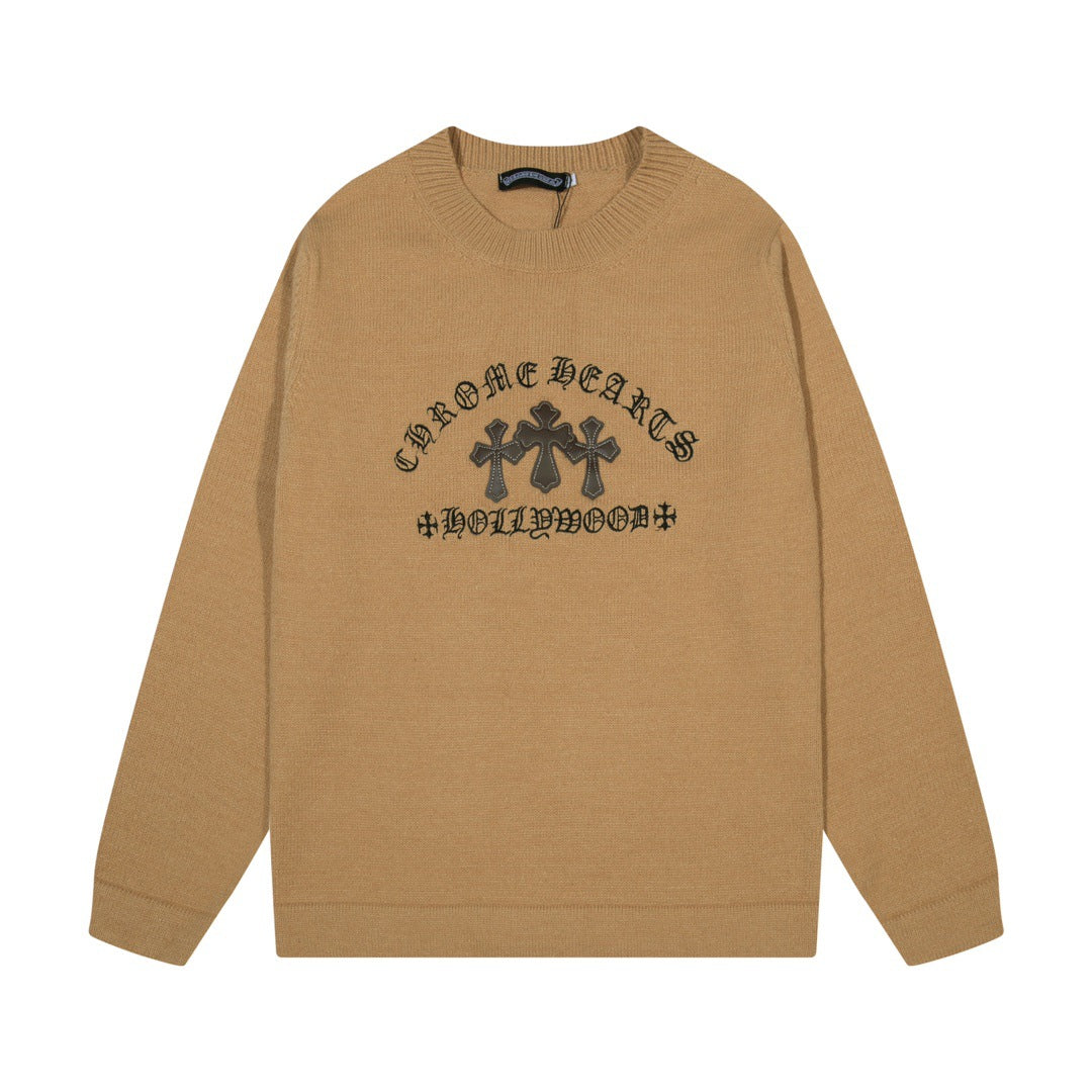 Chrome Hearts horseshoe-style crew neck wool sweater