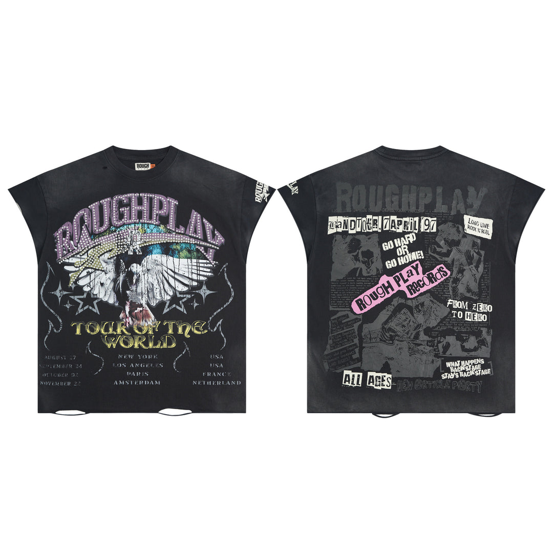 RoughPlay NYC Distressed, Ripped, and Sparkling Short-Sleeve T-Shirt