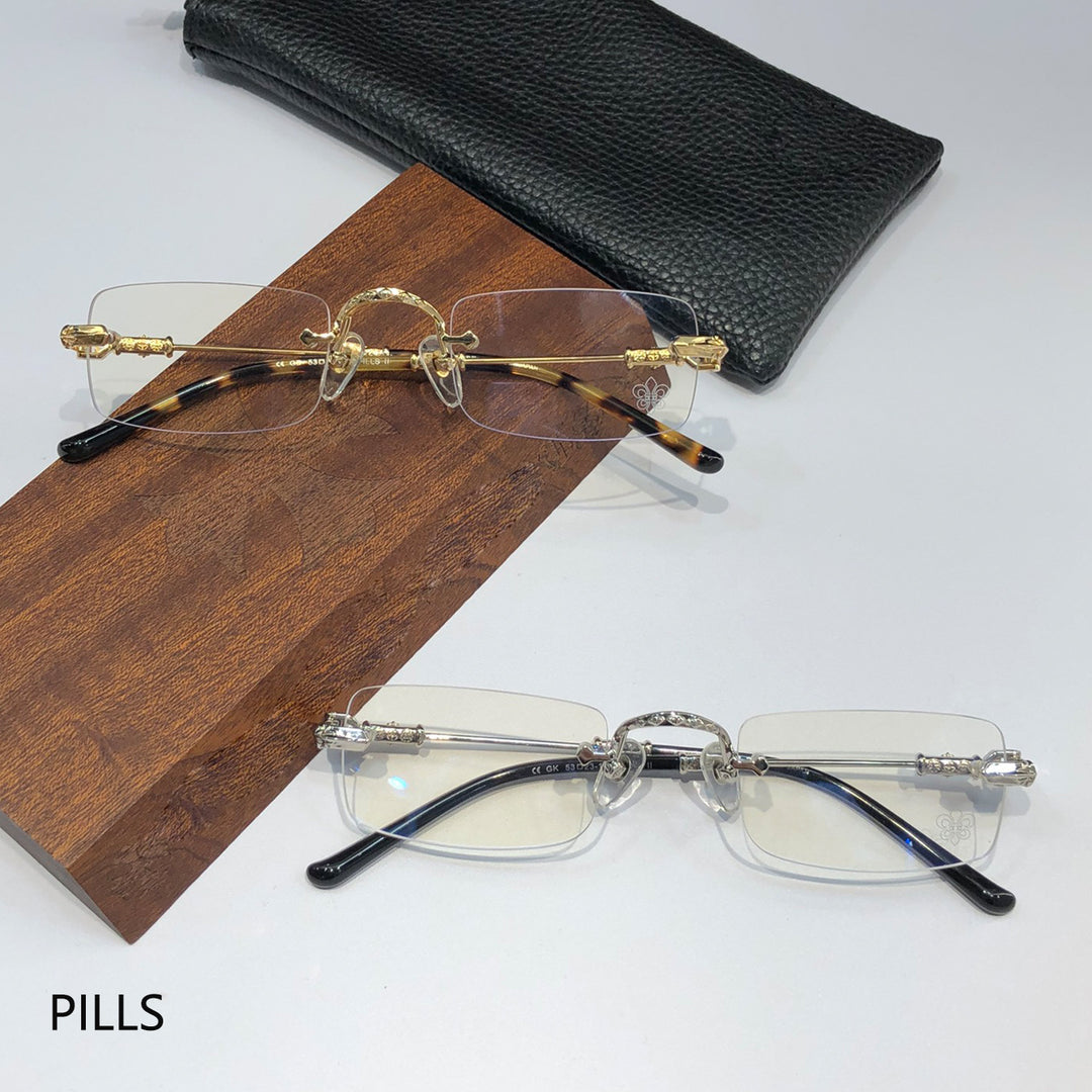 Chrome Hearts pure titanium square rimless eyeglass frames