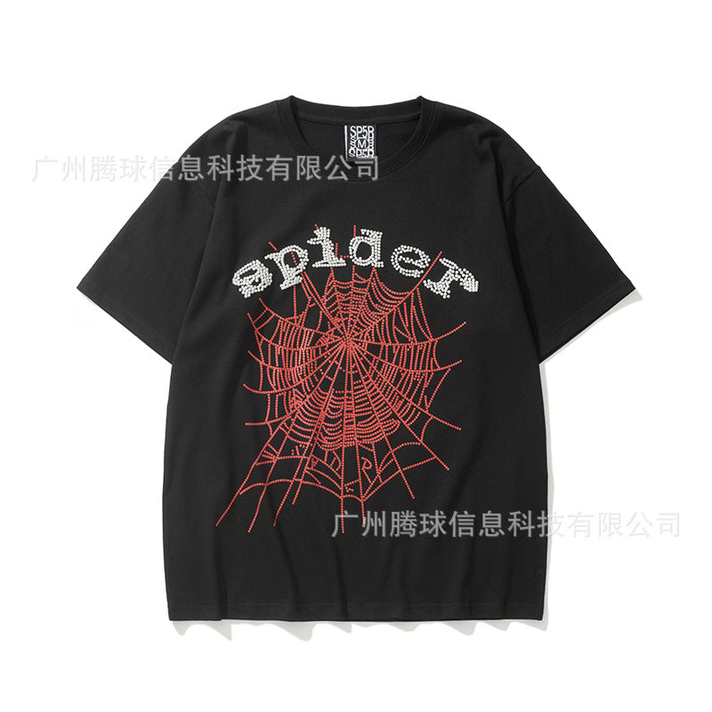 Sp5der short-sleeved foam letter T-shirt