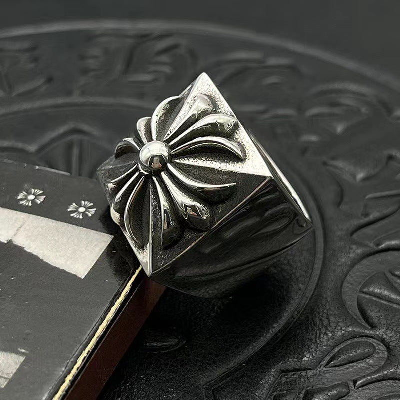 Chrome hearts square cross ring