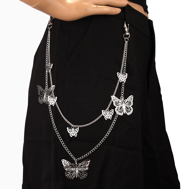 Irregular Pearl & Cuban Link Mixed-Material Punk Waist Chain