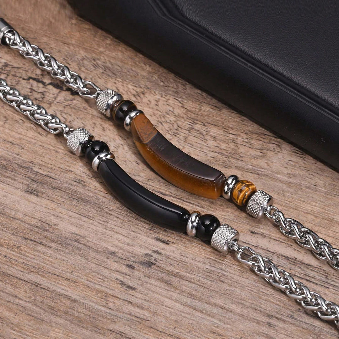 Titanium Steel & Tiger's Eye Bracelet