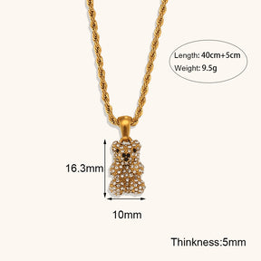 Bear pendant 18K zirconium necklace