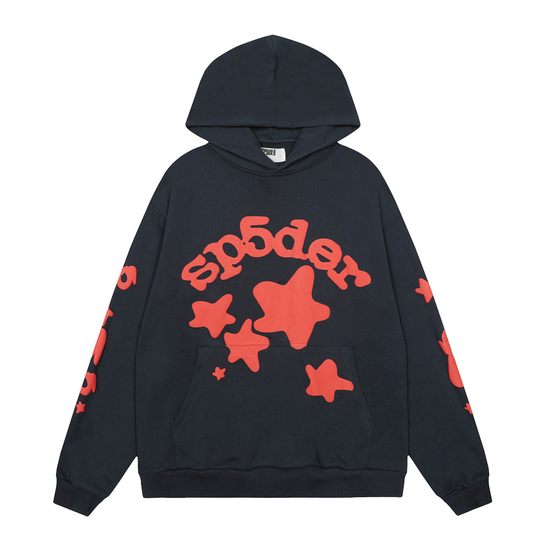 Sp5der 555555 star pattern hooded trousers and sweatshirt