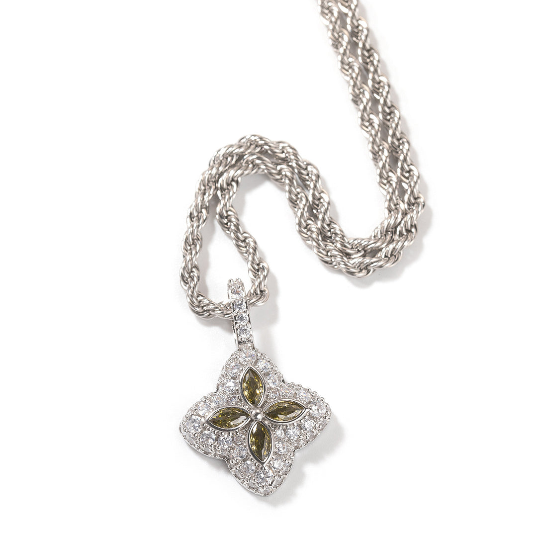 Cubic Zirconia Colorful Four-Leaf Clover Pendant