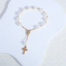 rosary bracelet angel rose pearl gift