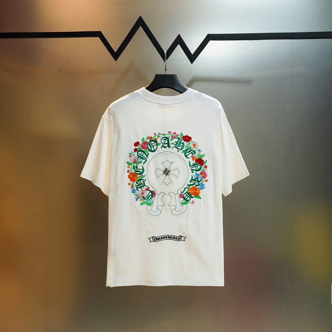 Chrome Hearts Colorful Tree Planting Garden Embroidery T-Shirt