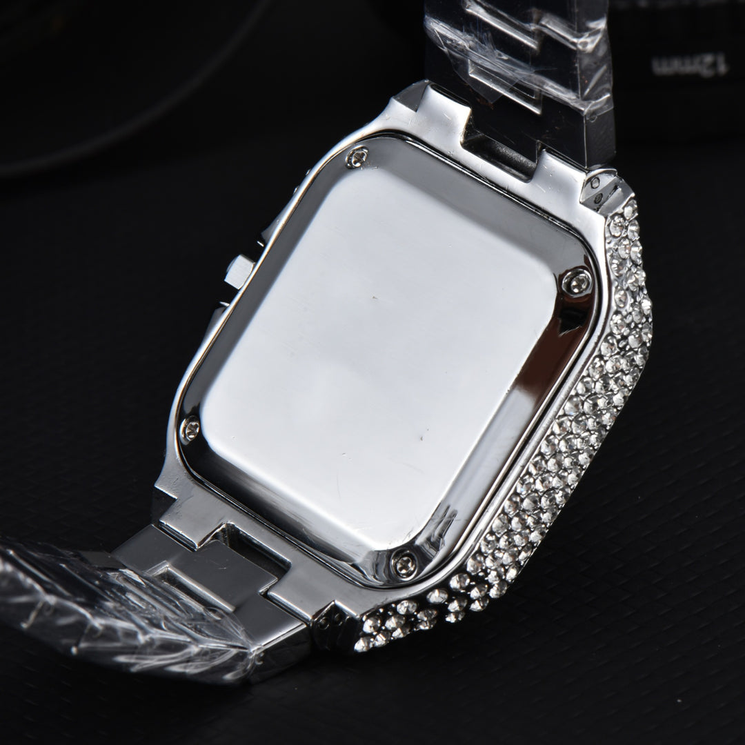 Square Full-Diamond Three-Hand Quartz Watch