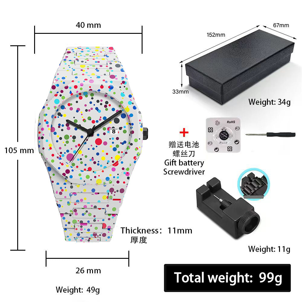 Sports-Style Waterproof Plastic Watch with Arabic Numerals