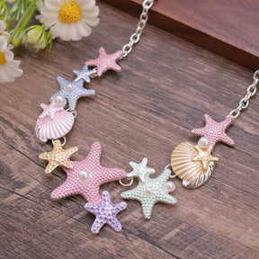 starfish necklace colorful oil painting necklace