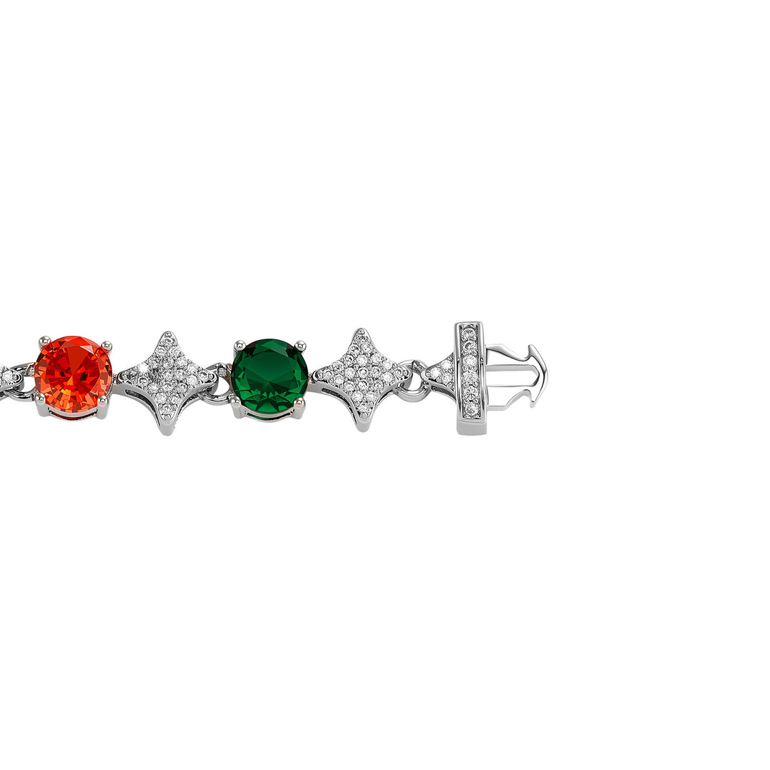 4mm Tennis Chain, 6mm Copper-Set Zircon Star & Sunburst Bracelet