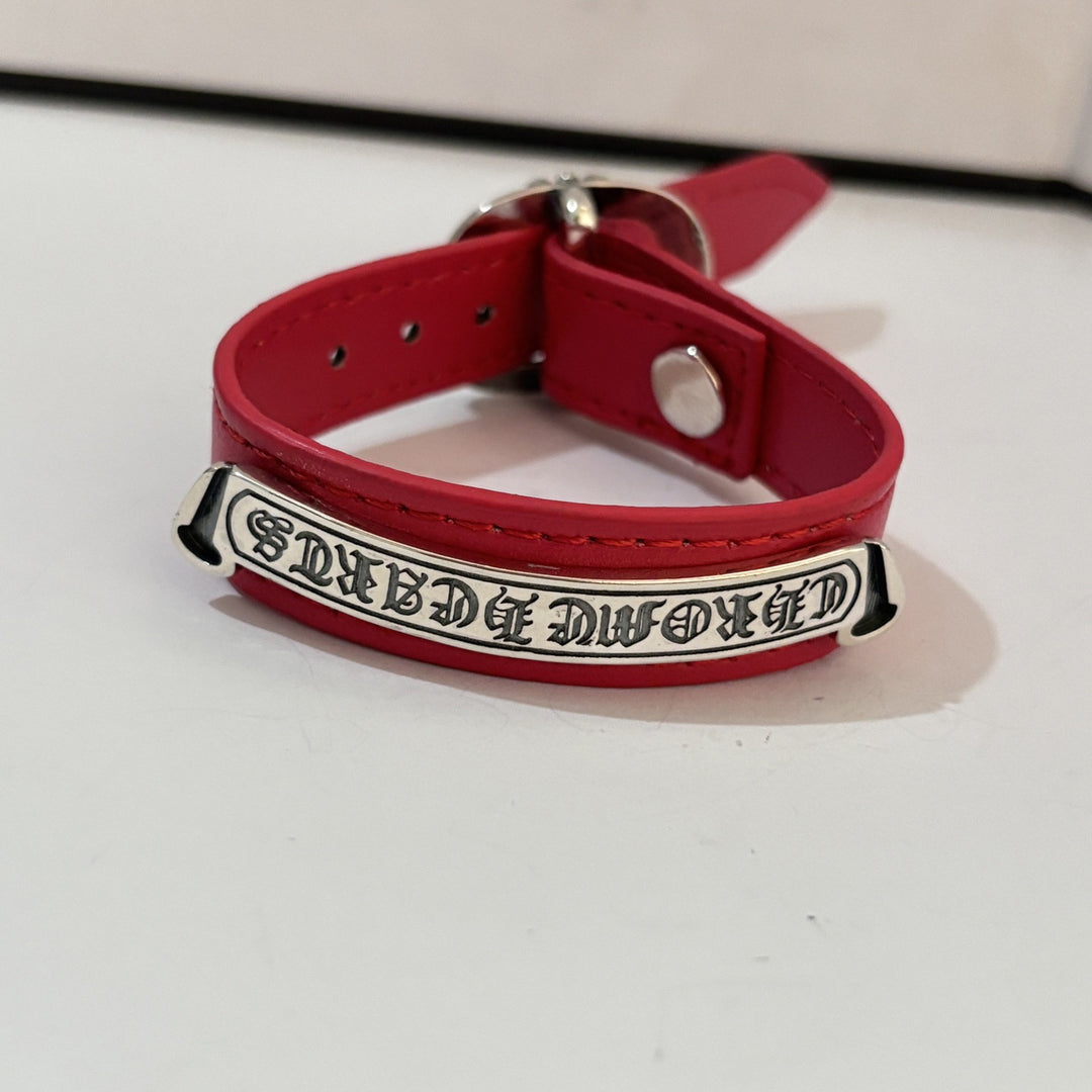 Chrome Hearts Cross, Anchor and Hexagram Leather Bracelet