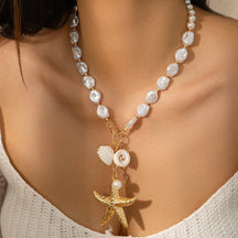 starfish necklace pearl shell necklace