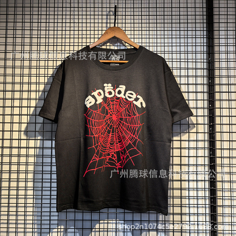 Sp5der short-sleeved foam letter T-shirt