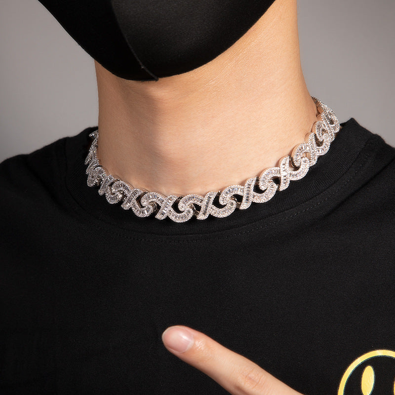 Geometric "T" & Infinity 15mm Diamond-Encrusted Cuban Chain